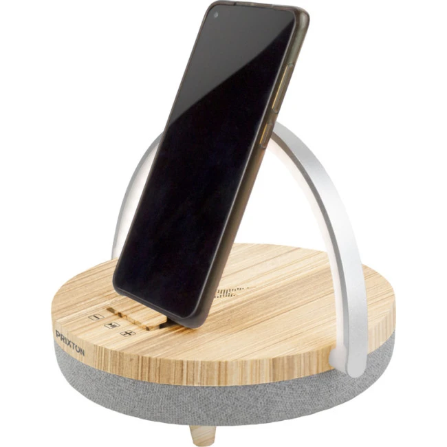 Prixton 4-in-1 Bluetooth Speaker With LED light & Wireless Charging Base Wood 10W