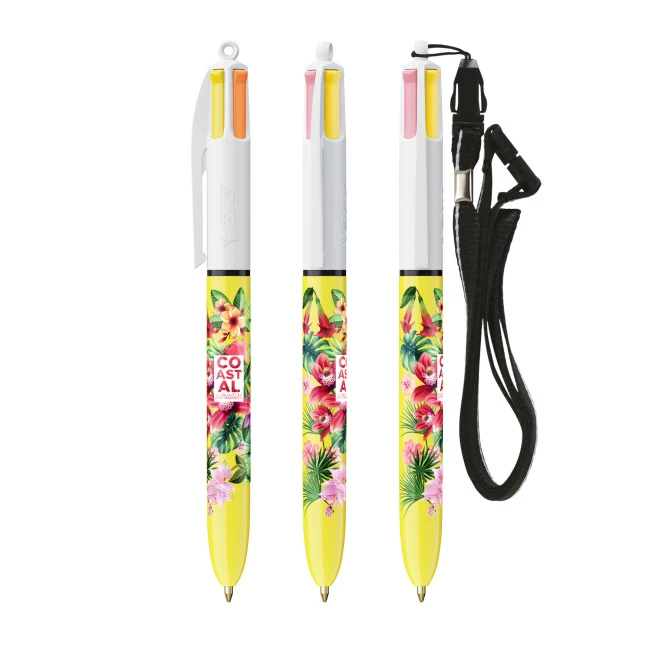 BIC 4 Colours Sun With Lanyard Ballpen Screen Printing