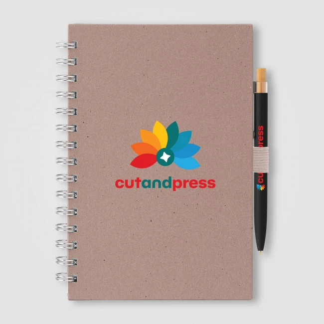 Terra Recycled Milk Carton Hard Cover Spiral A5 Notebook & Reborn Pen Set