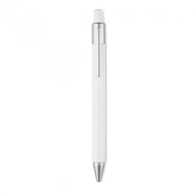 Plastic Push type pen blue in