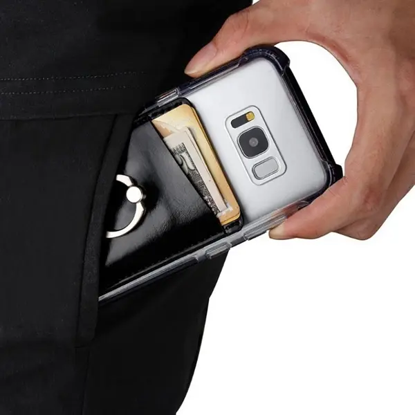 PU Cell Phone Wallet with Ring