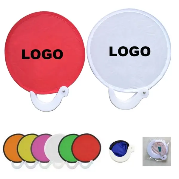 Polyester Folding Fan With Plastic Handle