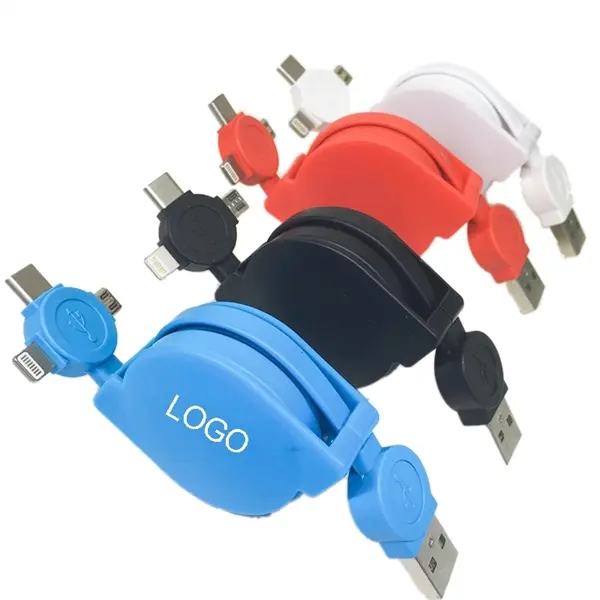 Retractable 3-in-1 Lightning & Micro USB Charging Cable