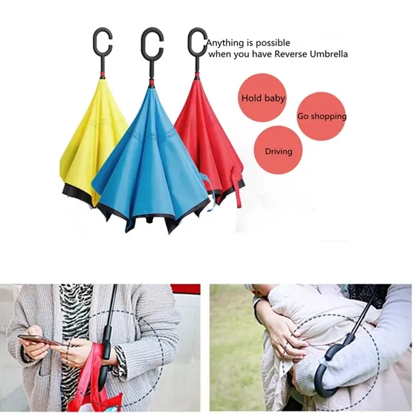 Promotional C handle reverse inverted umbrella upside down