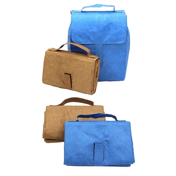 Washable Paper Tote Bags Folding Outdoor Travel Backpack