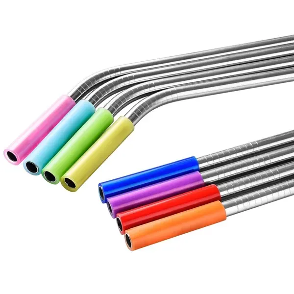 Stainless Steel Metal Straws With Silicone Tip