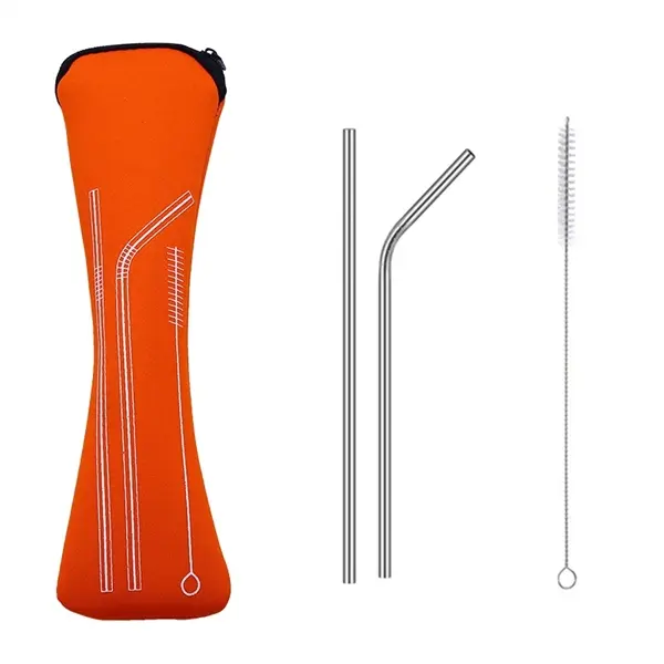Stainless Steel Straw/Brush Kit with Bone Package