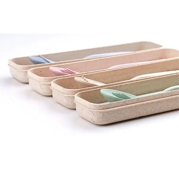 2 Pcs Portable Wheat Straw Tableware