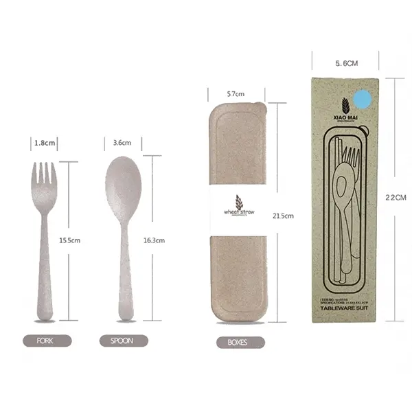 2 Pcs Portable Wheat Straw Tableware