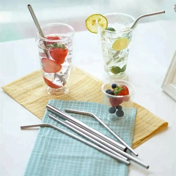 8 Steel Straw+2Brush with Jute Bag Set