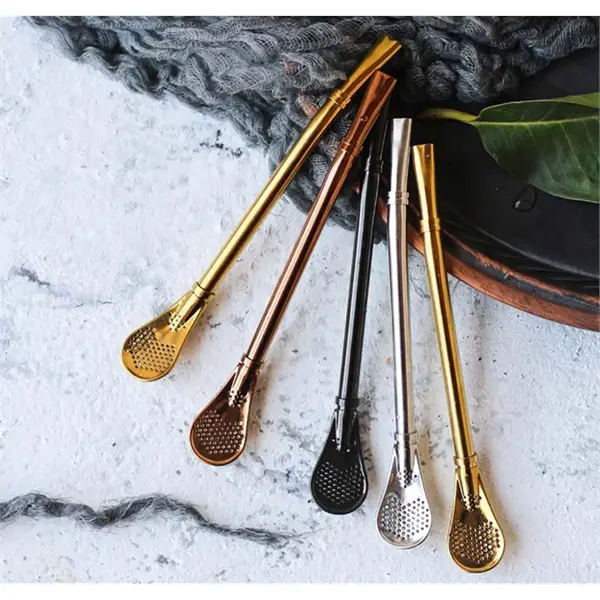 2 in 1 Stainless Steel Spoon and Drinking Straw