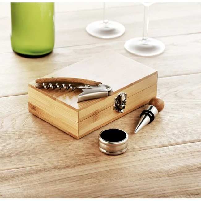 Wine Set In Bamboo Box