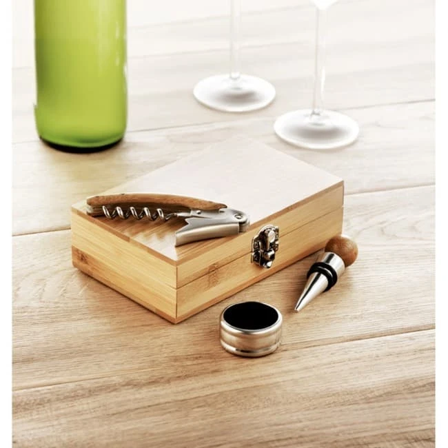Wine Set In Bamboo Box