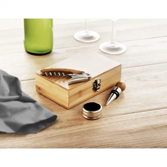 Wine Set In Bamboo Box