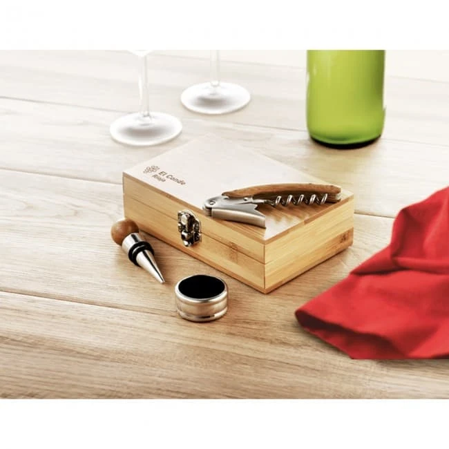 Wine Set In Bamboo Box