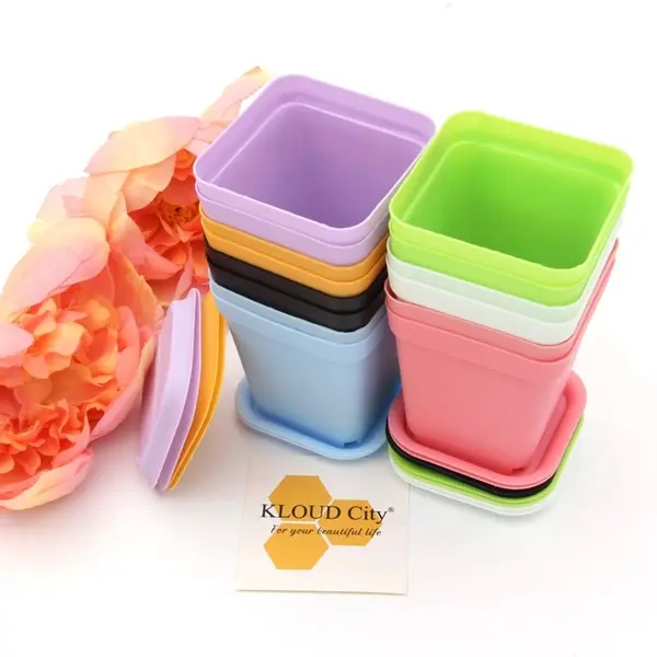 Colorful Square Plastic Plant Pot