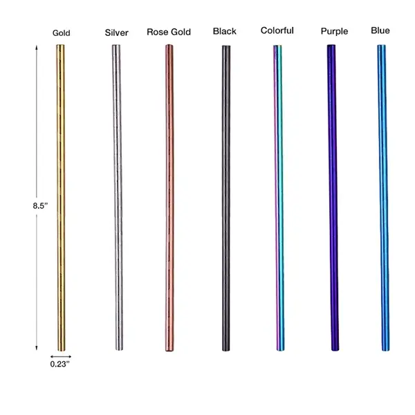 8.5" Screwed Blue Color Straight Straw with Brush