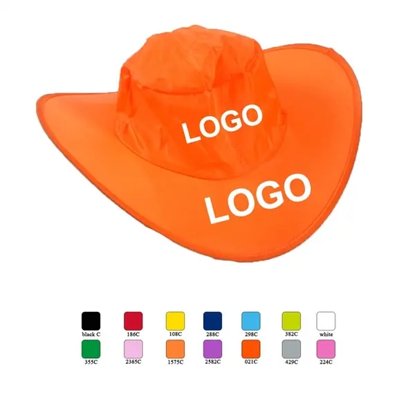 Nylon Folding Cowboy Hat With Print Logo