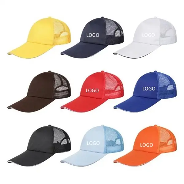 6 Panel Cotton Twill Curved Visor Baseball Cap W/ Mesh Back