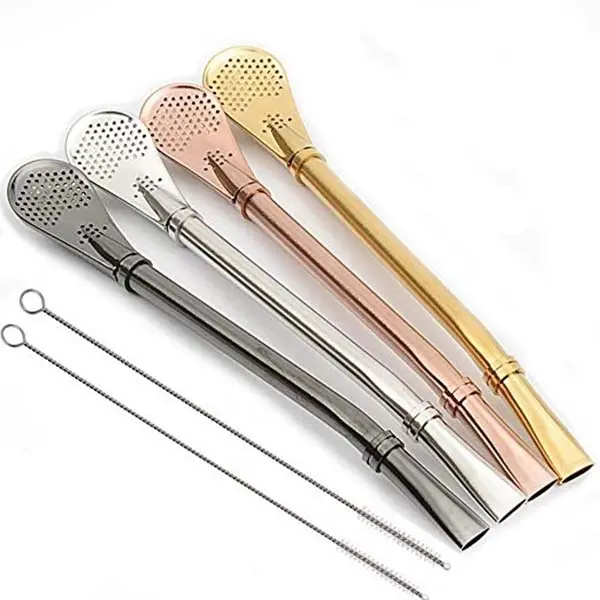 Stainless steel straw tea spoon