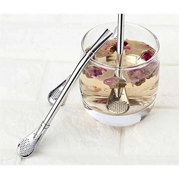 Stainless steel straw tea spoon