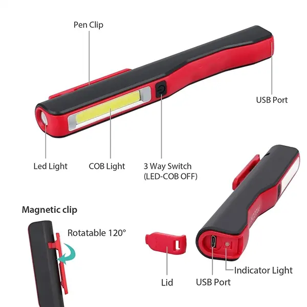 3W COB 1W LED Mini Work Light Magnetic Inspection Lamp