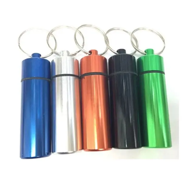 Waterproof Air-tight Aluminum Ring Chain Metal Pill Case