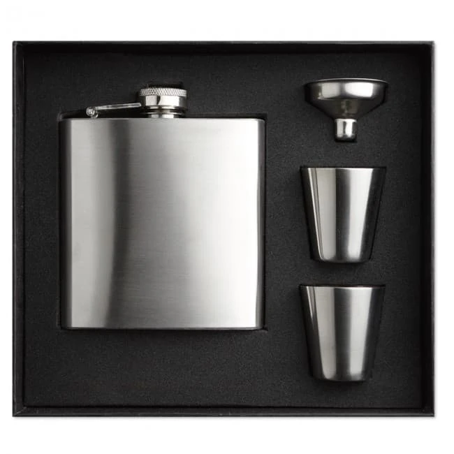 Slim Hip Flask With 2 Cups Set