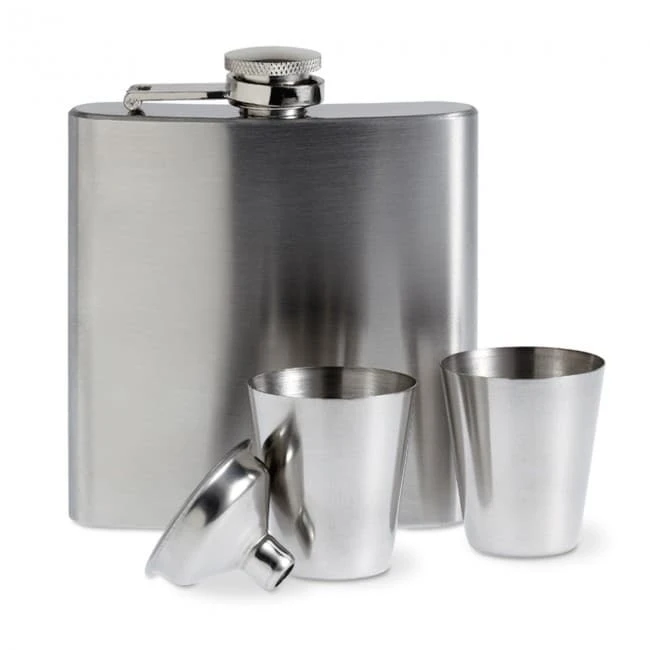 Slim Hip Flask With 2 Cups Set