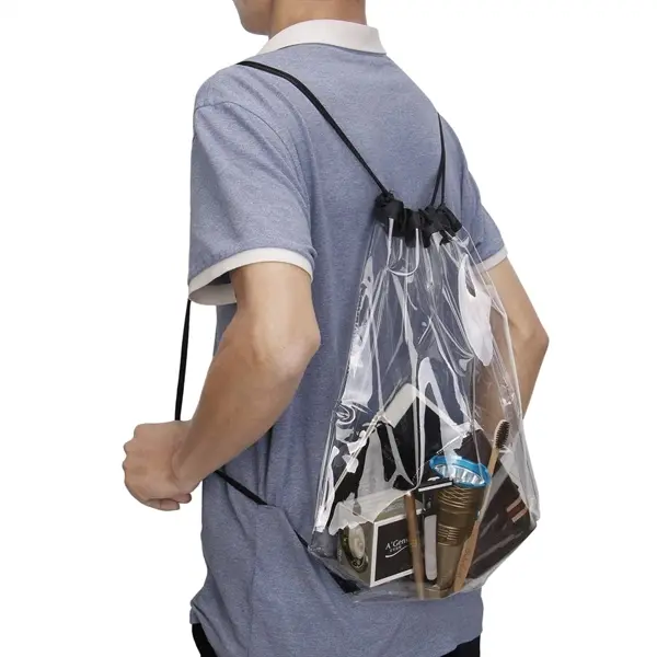 PVC travel storage waterproof clear drawstring backpack
