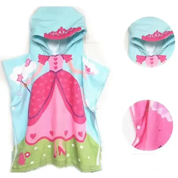 Children Beach Towel Cute Cartoon Hooded Cloak