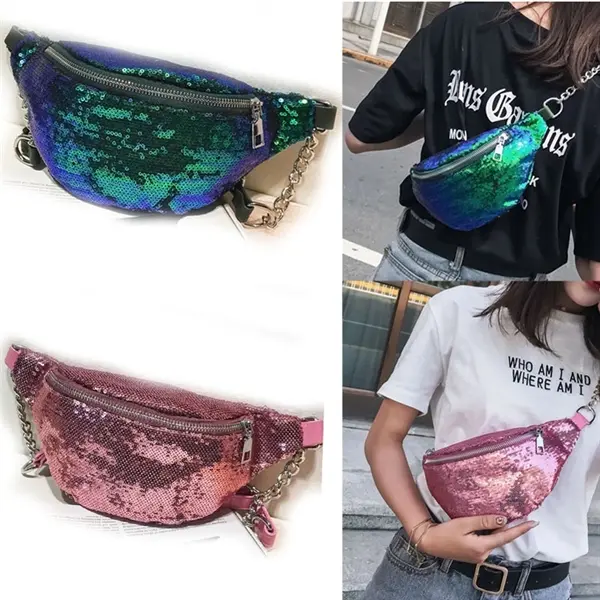 Versatile sequined Multi-functional chest bag