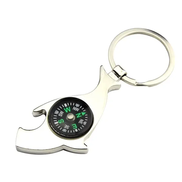 3 in 1 Portable Shark Compass Keychain Bottle Opener