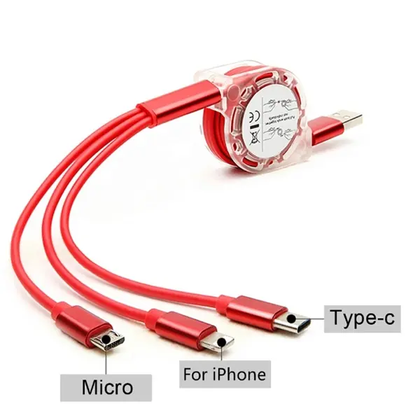 3 in 1 Multi USB Retracrable Charger Cable Cord