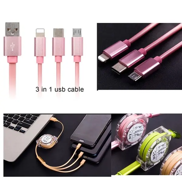 3 in 1 Multi USB Retracrable Charger Cable Cord