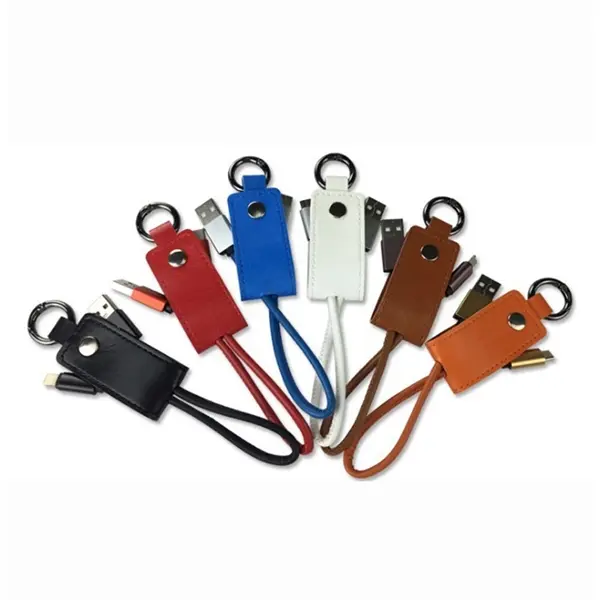 2 In 1 Leather Keychain Charging Cable