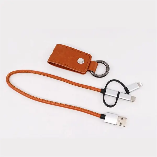 3 In 1 Leather Charging Cable Keychain