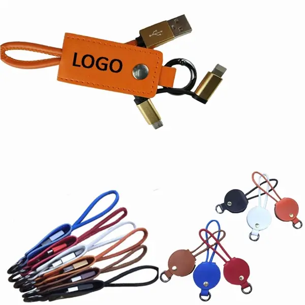 Leather Keychain Phone Cable
