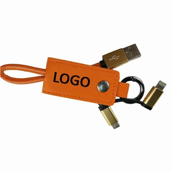 Leather Keychain Phone Cable