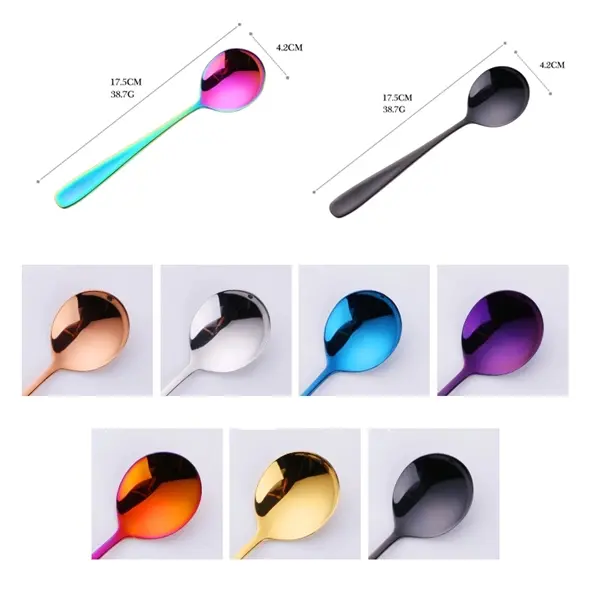 304 Stainless Steel Spoon Household Round Stirring Spoon