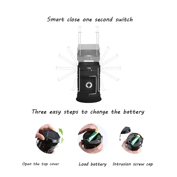 Portable Lantern USB Charging LED Solar COB Camping Light