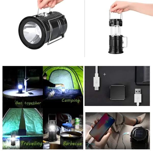 Portable Lantern USB Charging LED Solar COB Camping Light