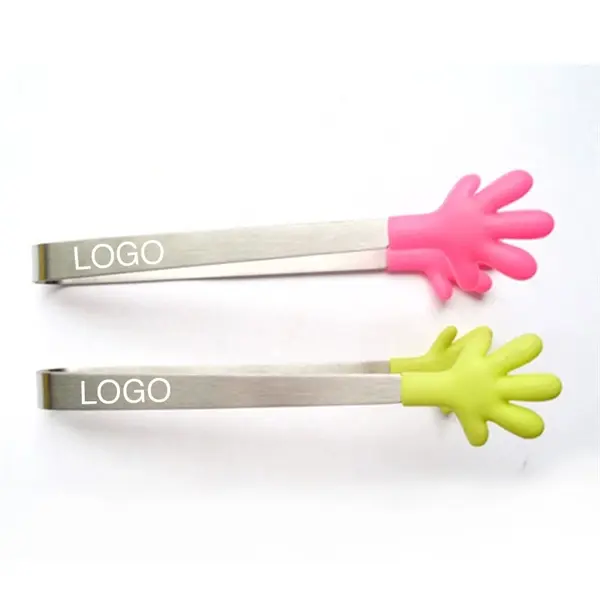 Palm Shape Silicon and Stainless Steel Cooking Tongs