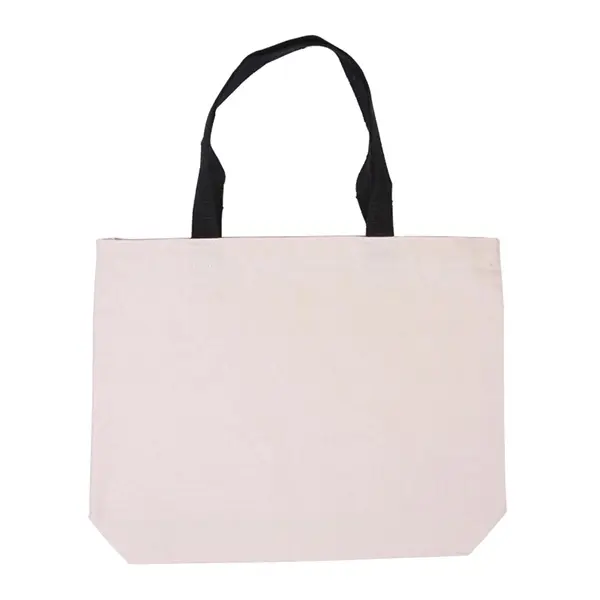 Cotton Canvas Tote with Gusset & Color Accent Handles