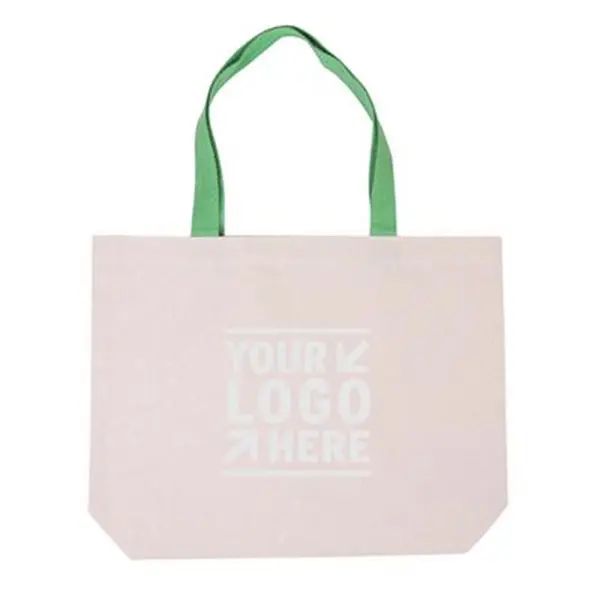 Cotton Canvas Tote with Gusset & Color Accent Handles