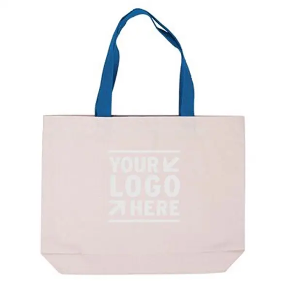 Cotton Canvas Tote with Gusset & Color Accent Handles