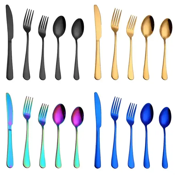 Colorful Stainless Steel Tableware Set