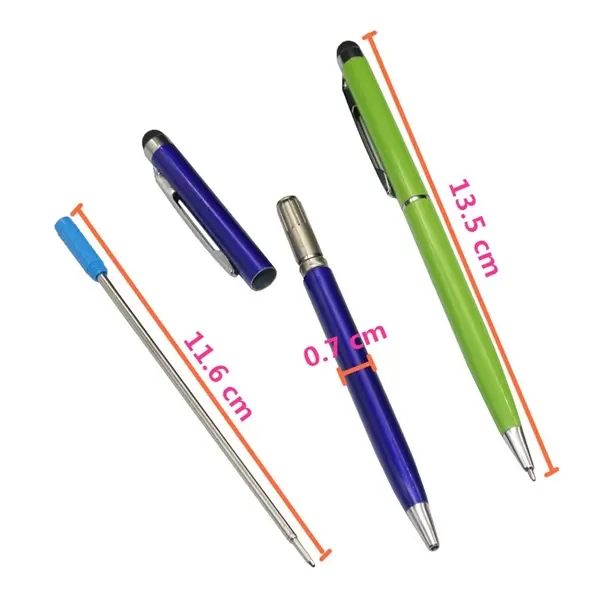 Slim Metal Twist Action Stylus Ballpoint Pen