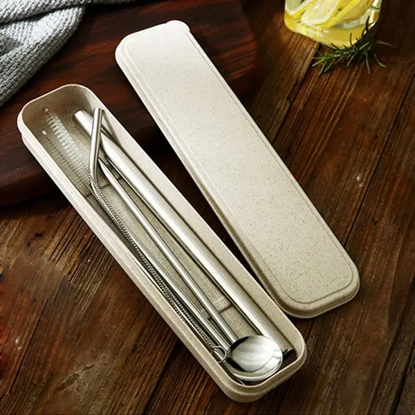 Straws Spoon Set In Compostable box