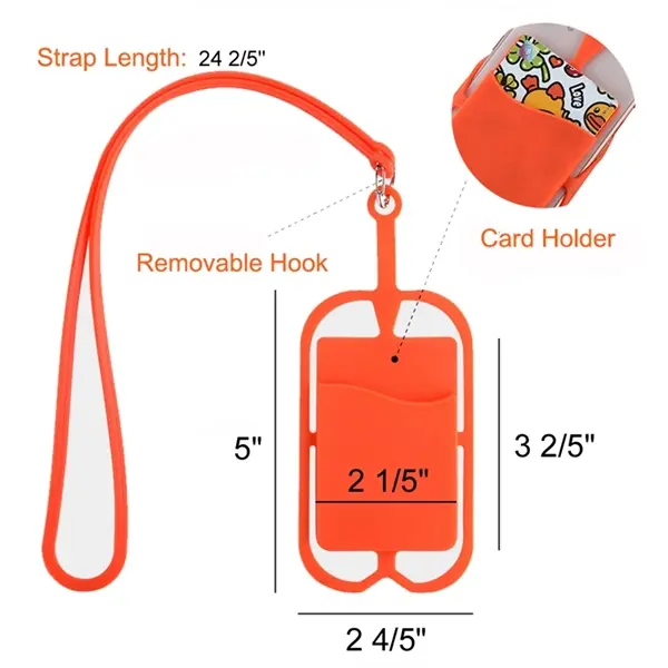 Silicone Phone Wallet Holder with Lanyard
